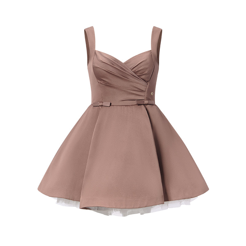 SHEERLUCK SLLYQ25205 Waist tied fluffy camisole dress (2color)
