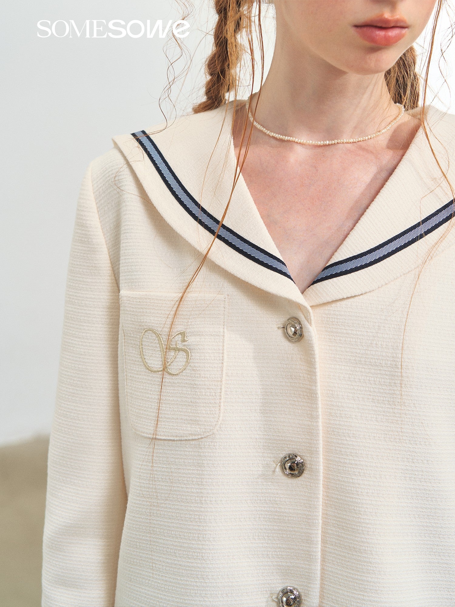 SOMESOWE S2508204 Sailing style embroidered tweed short jacket