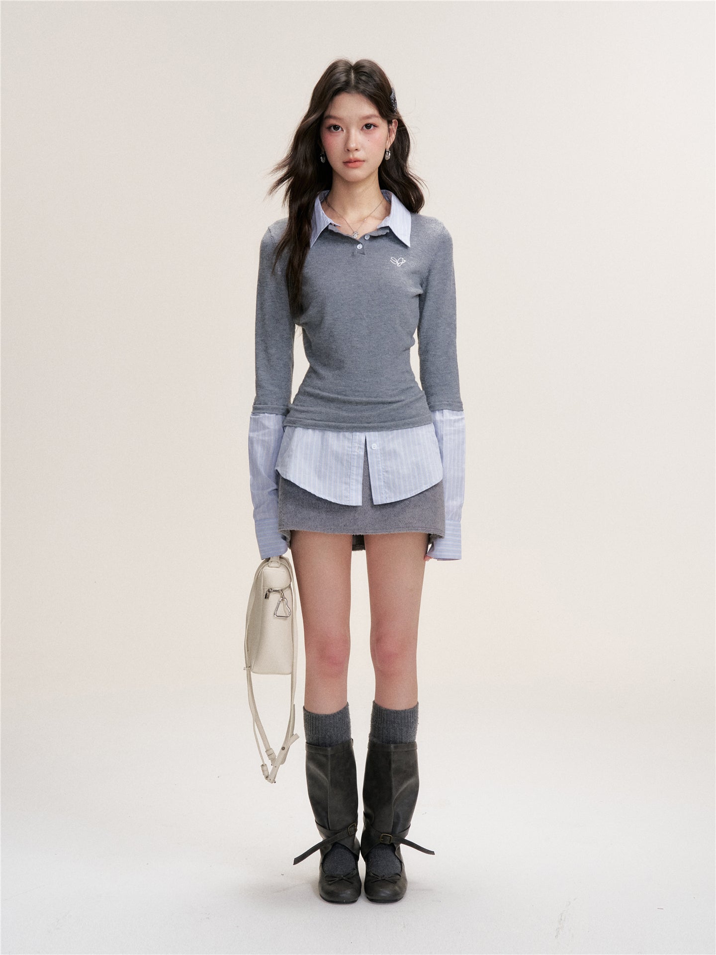 16DEWS 16D25466 Shirt collar knitted top