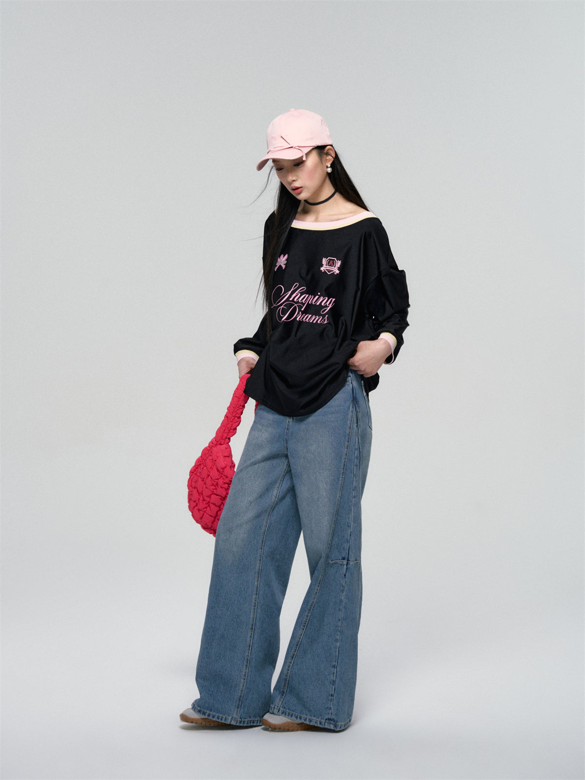 AsGony ASG25086 Lace straight leg jeans