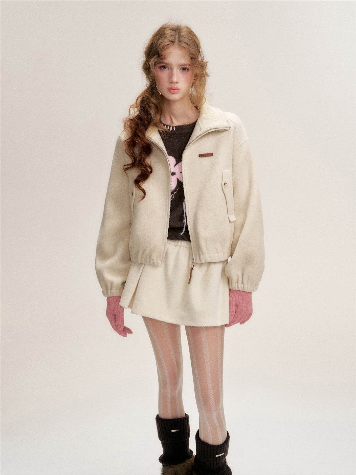 16DEWS 16D25445 Solid Color Australian Wool Double-Sided Jacket