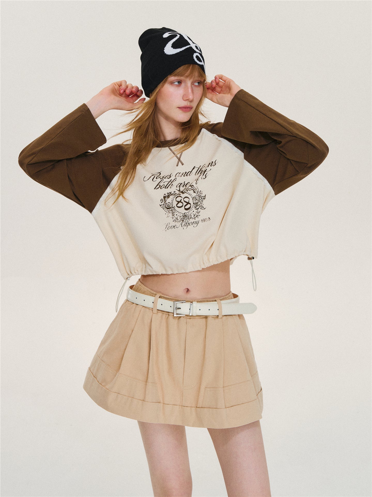 Asgony ASG26625 Cuffed Elastic-Waist Puffy Skort