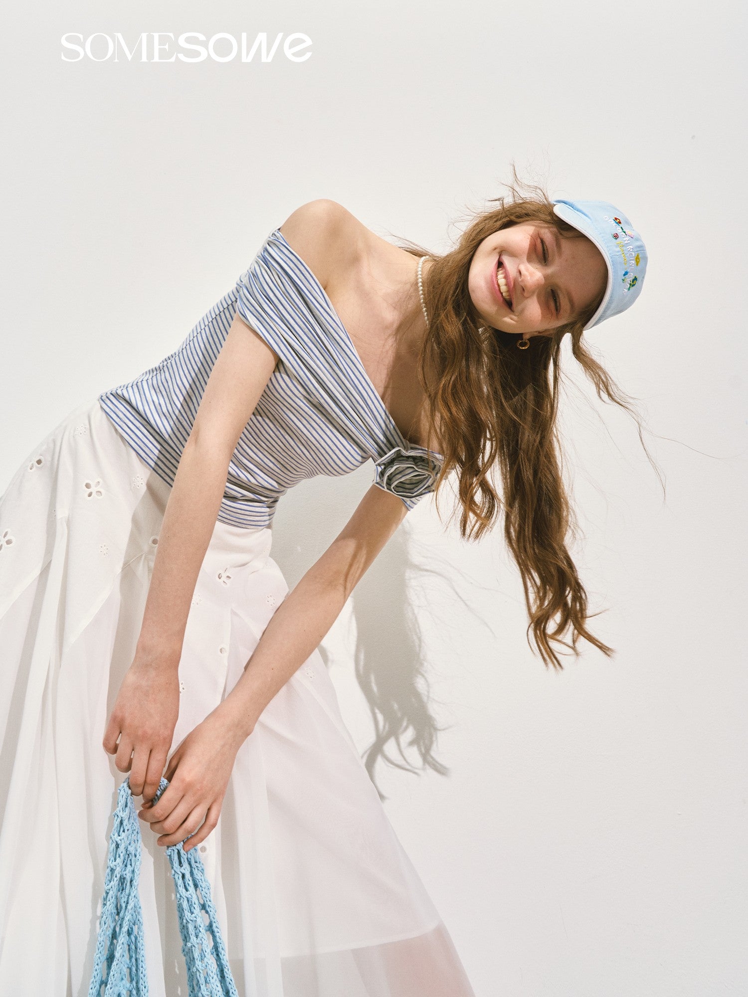 SOMESOWE S2508145 Striped rose one shoulder top