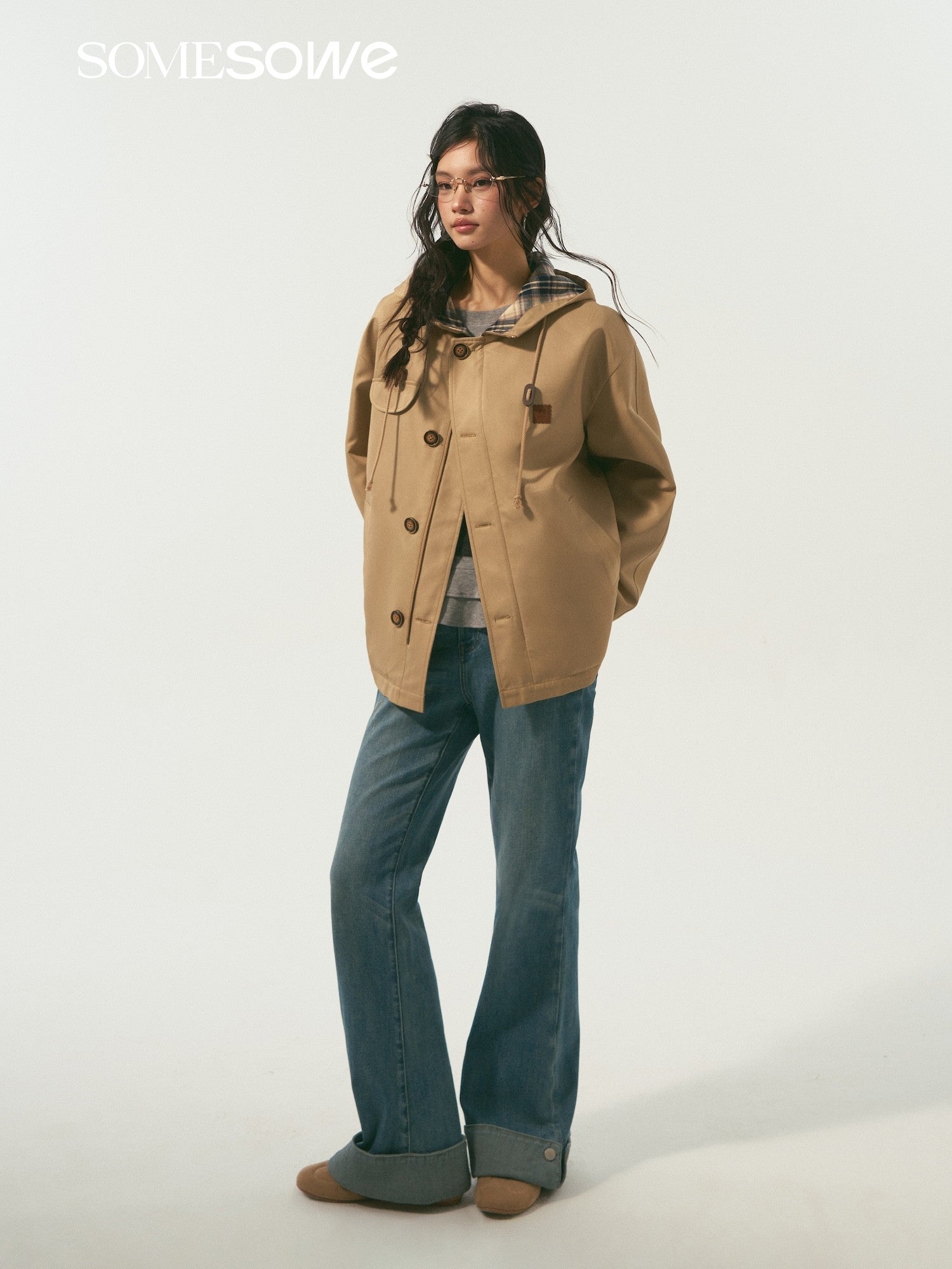 SOMESOWE S2609011 Flanged slightly flared denim pants