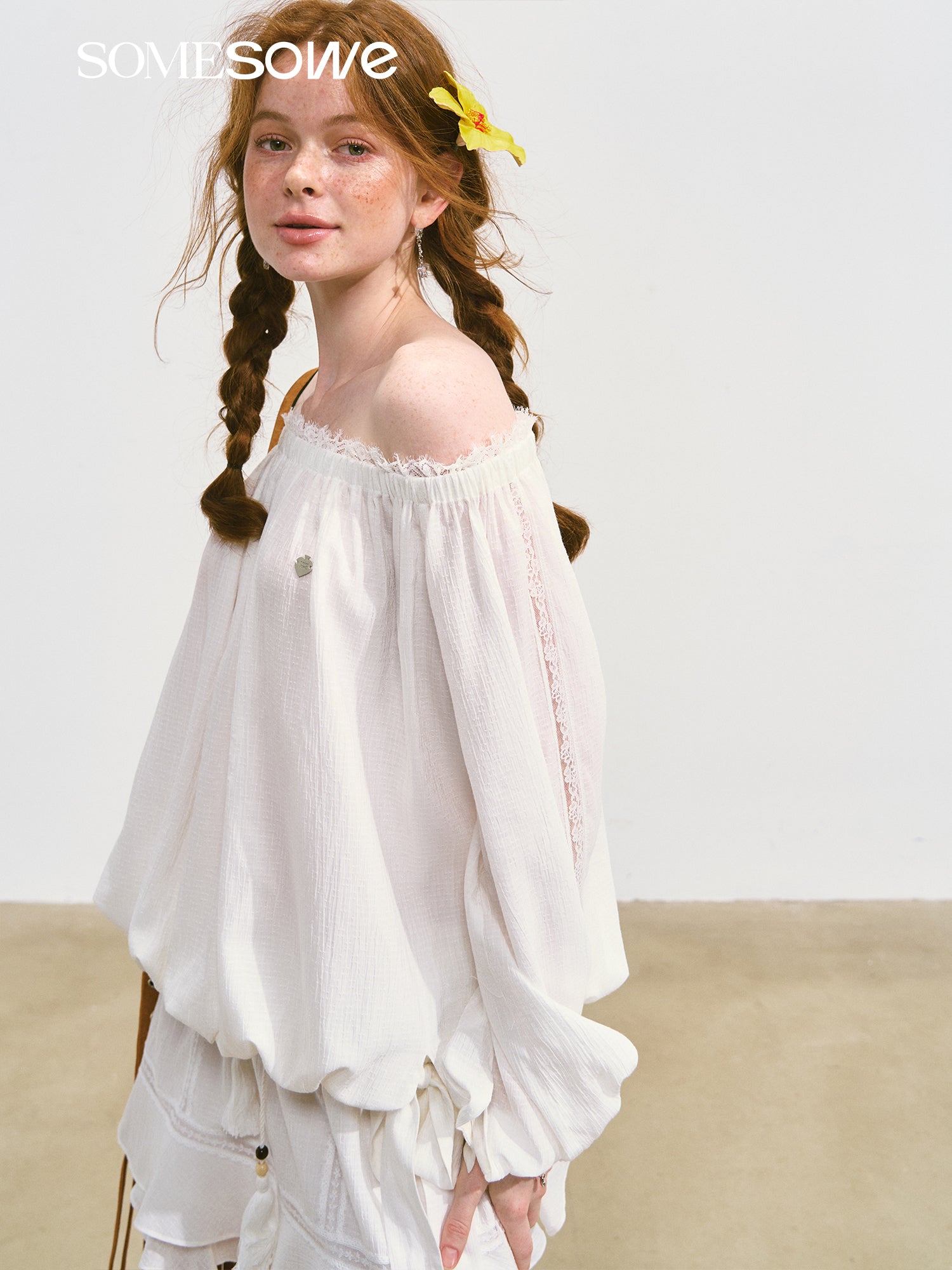 SOMESOWE S2508082&S2508097 Lace patchwork top + skort set (seperate)