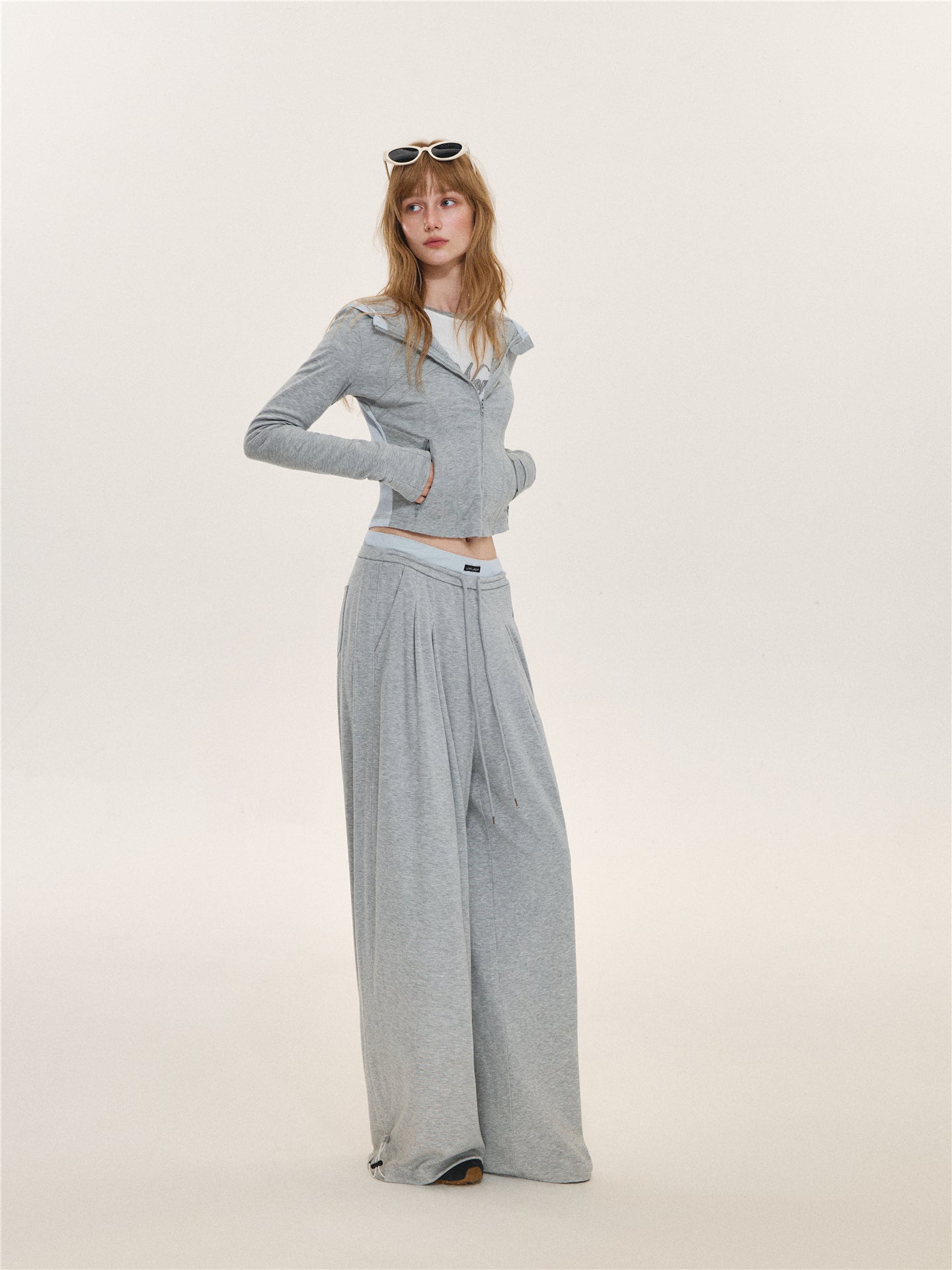 Asgony ASG26599 & ASG26600 Color-Block Patchwork Jacket & Draped Casual Pants