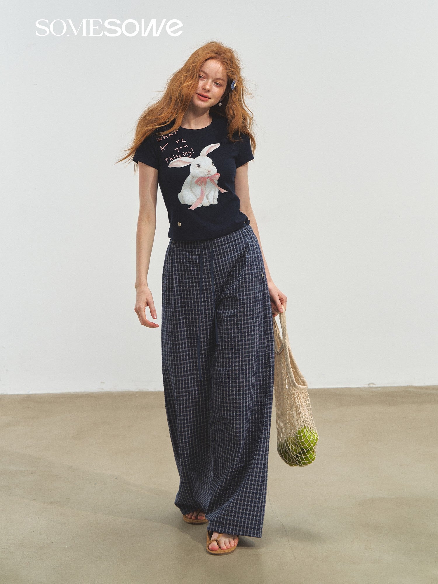 SOMESOWE S2508169 Plaid wide leg pants