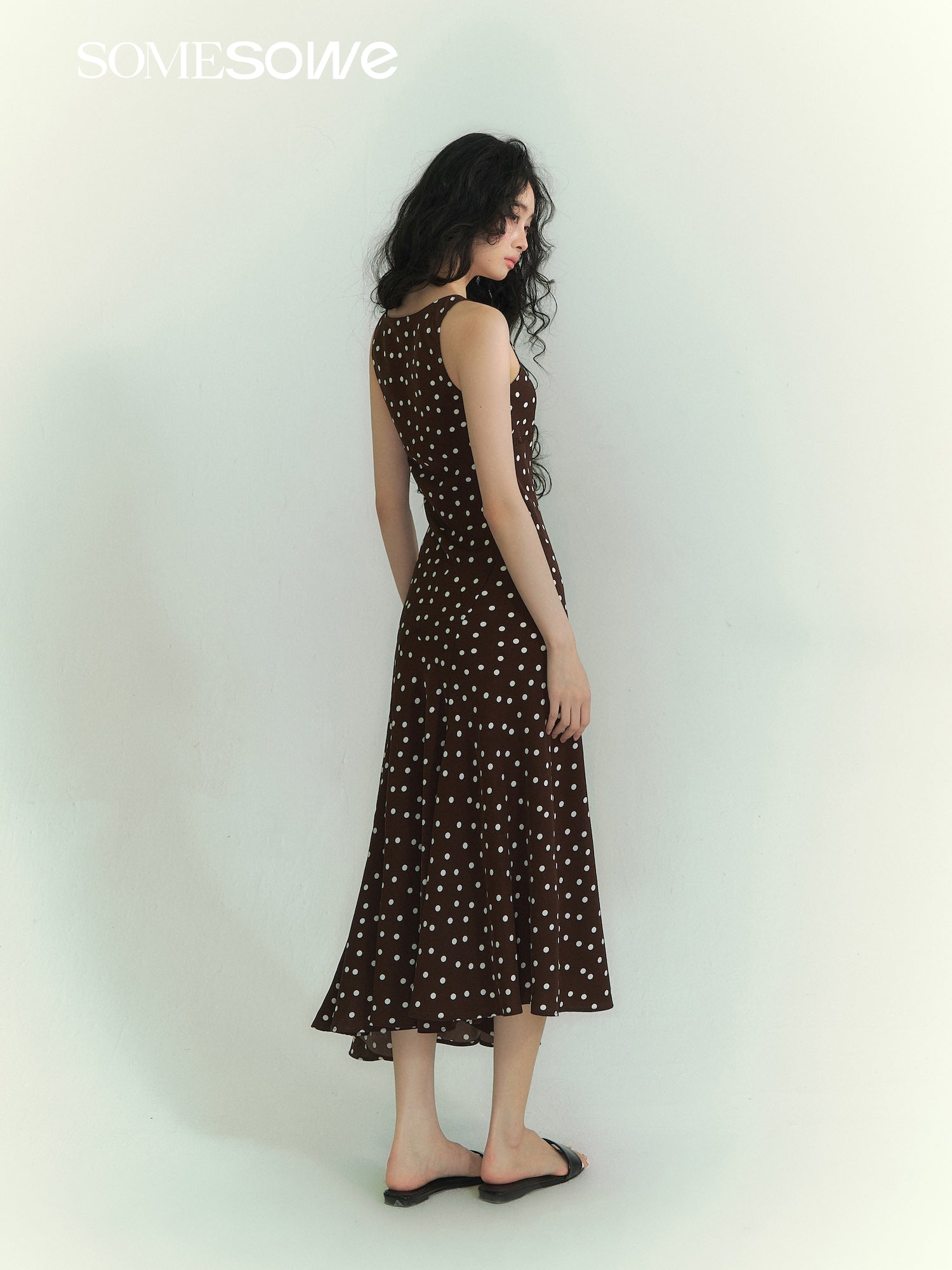 SOMESOWE S2609075 Lace polka dot dress