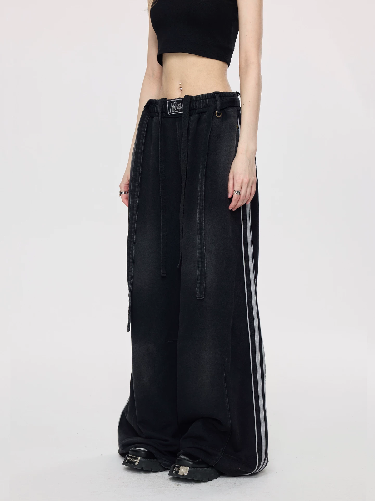 Nova Street Black Patch Pocket Wide Leg Pants