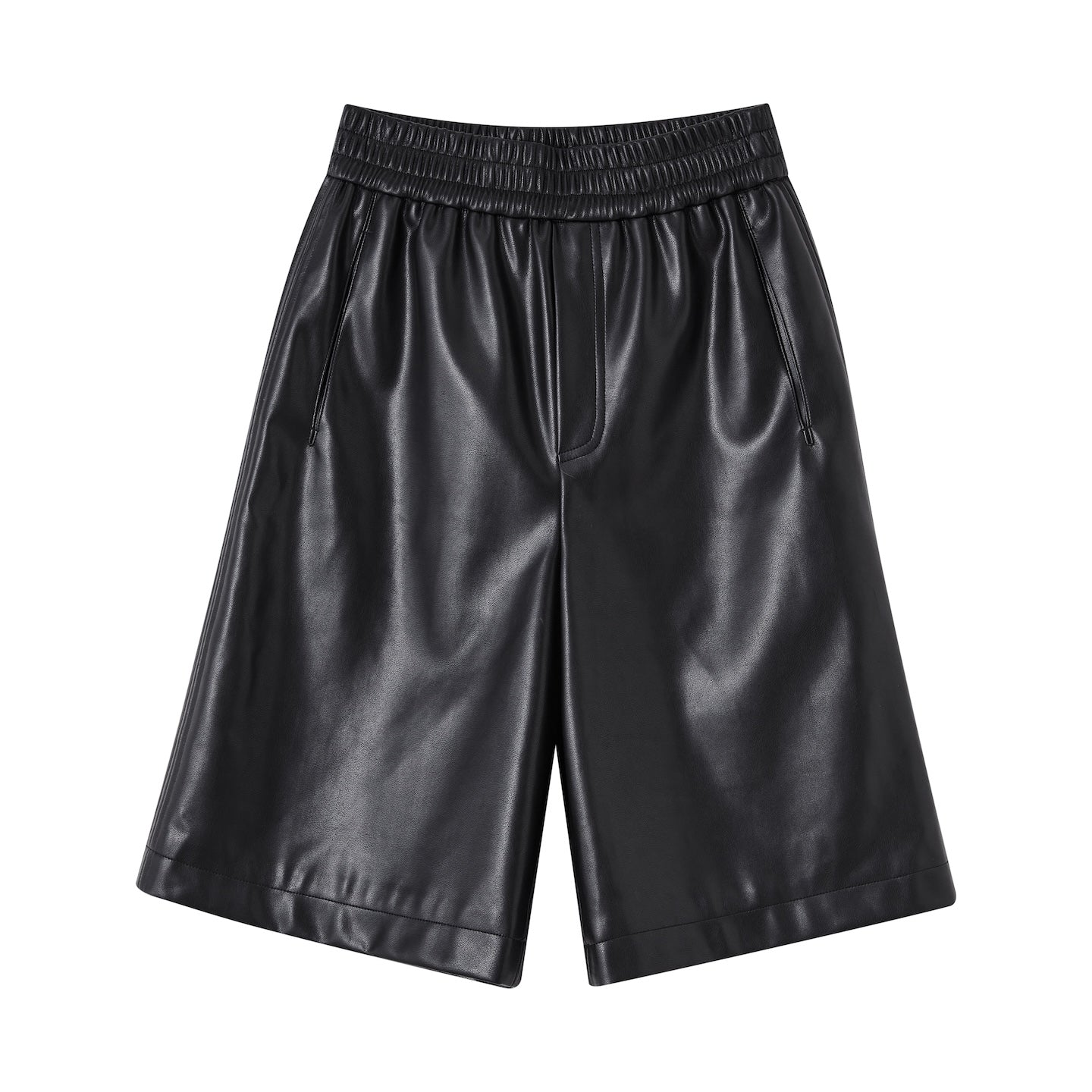 SOMESOWE S2508235 Elastic waist wide leg leather pants
