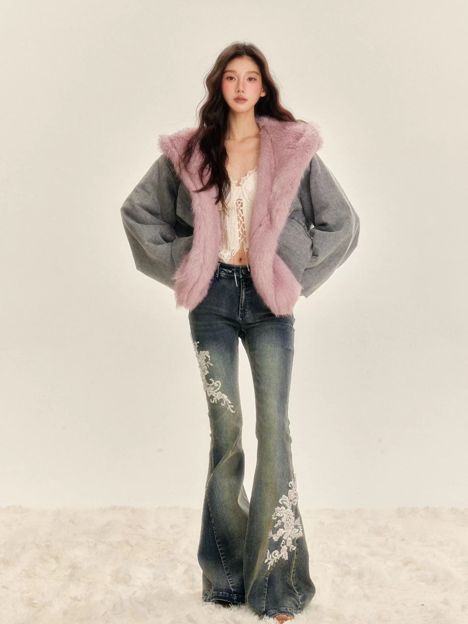 Tut tuto Double sided warm fur jacket(2color)