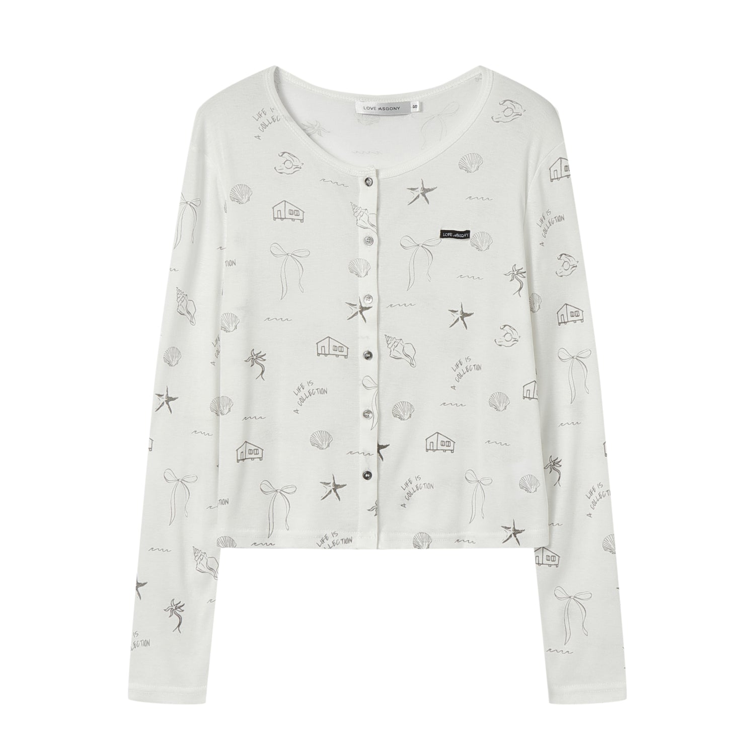 AsGony ASG25075 Printed lightweight knitted cardigan