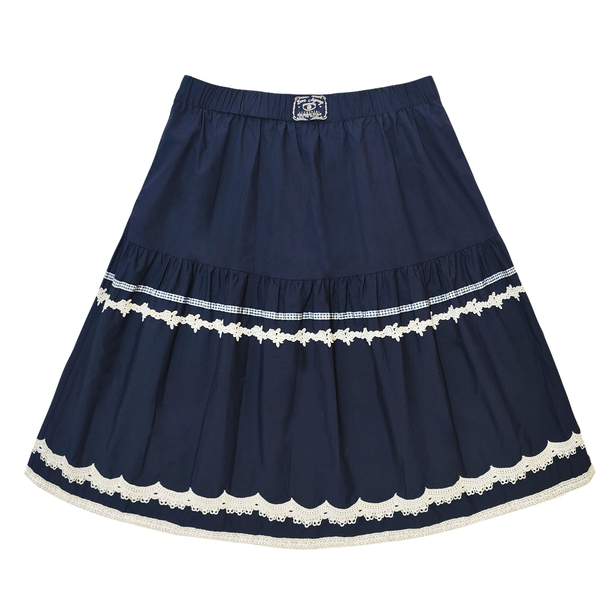 AsGony ASG25109 Elastic lace A-line skirt