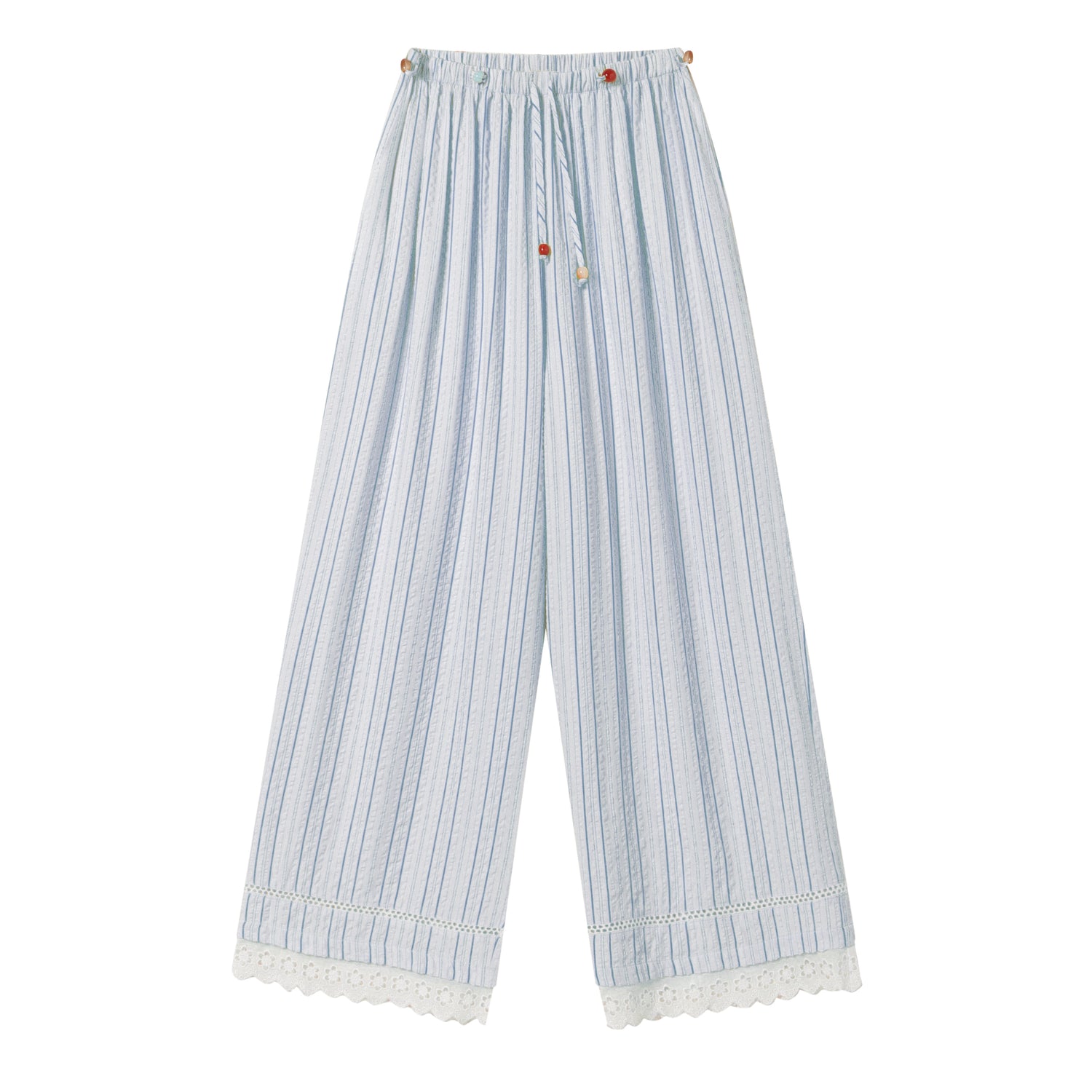 AsGony ASG25113 Striped lace straight leg casual pants (2color)