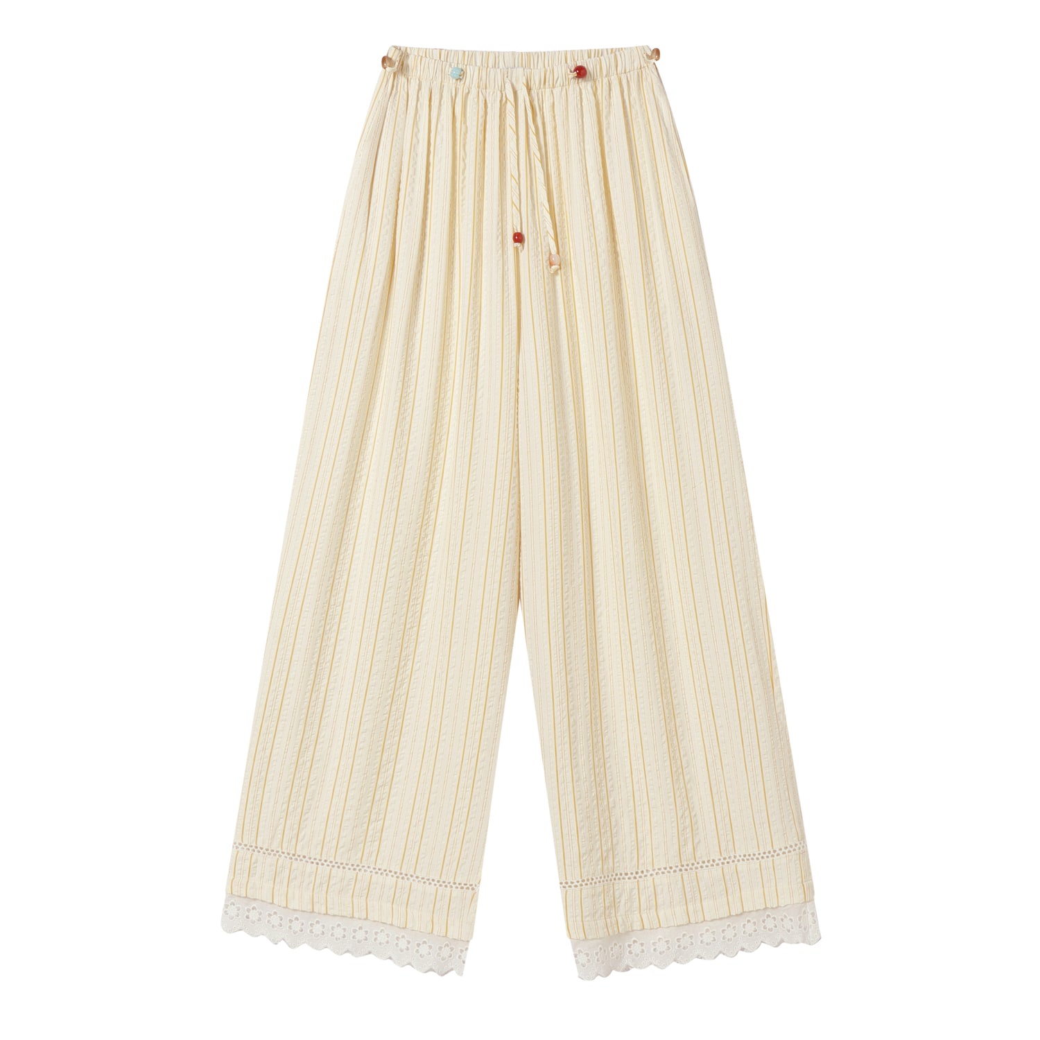 AsGony ASG25113 Striped lace straight leg casual pants (2color)