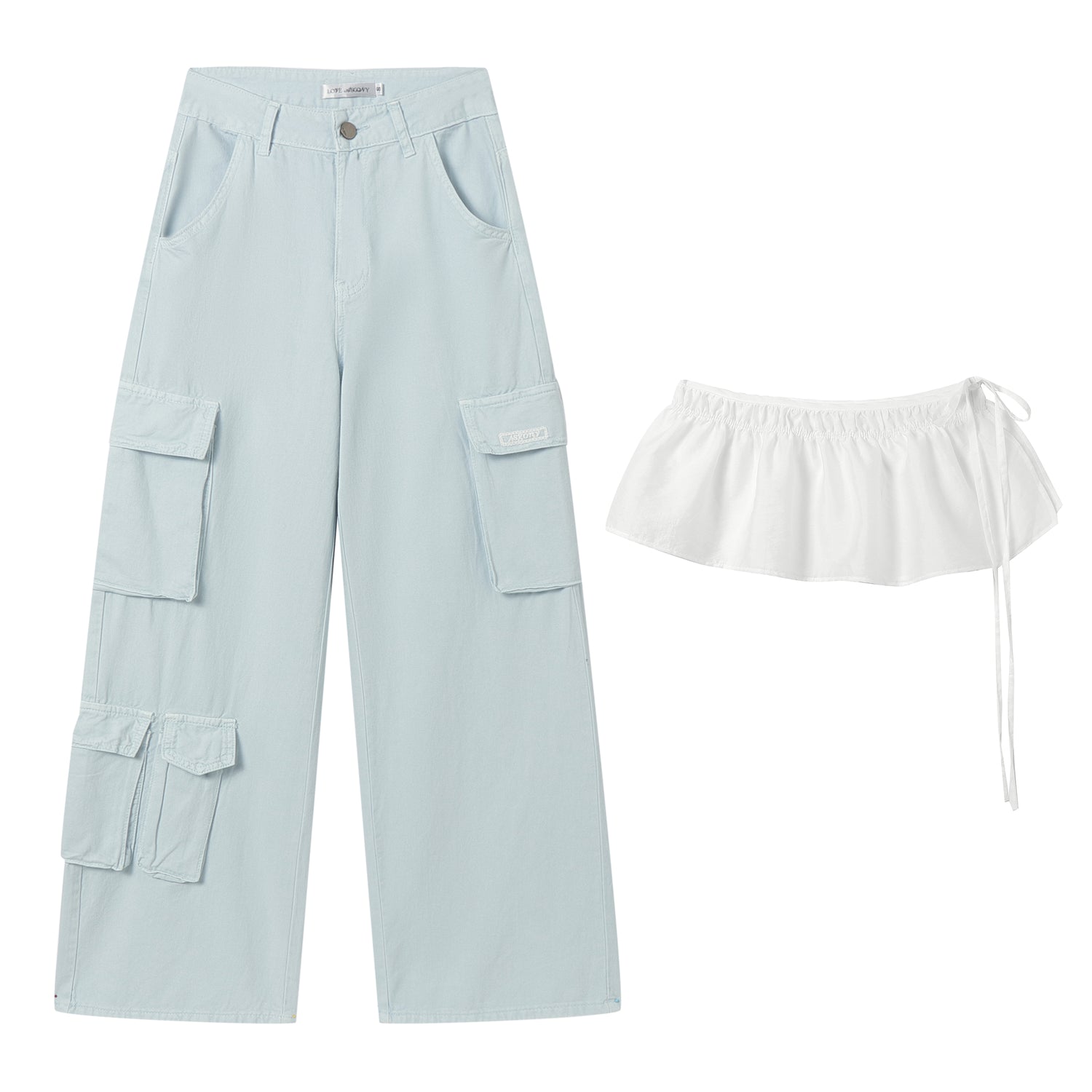 AsGony ASG25153 Wide leg workwear straight leg jeans (3color)