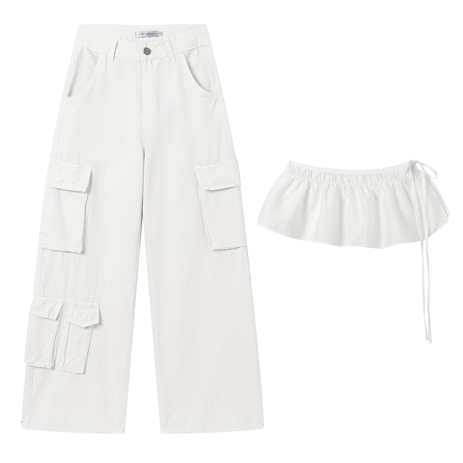 AsGony ASG25153 Wide leg workwear straight leg jeans (3color)