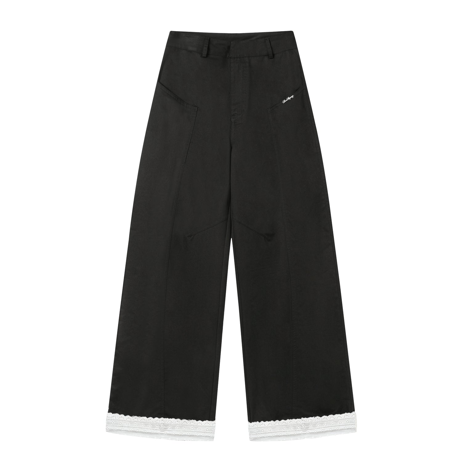 AsGony ASG25158 Flanging lace loose casual pants