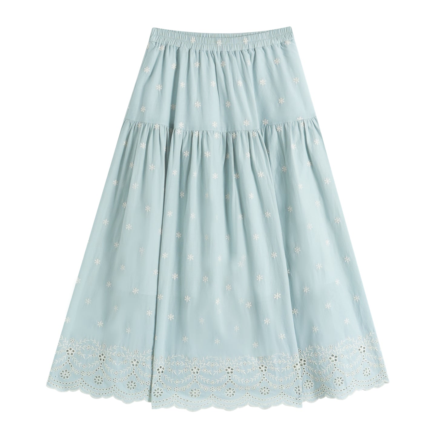 AsGony ASG25193&ASG25194&ASG25195 Flower embroidery lace up bubble sleeve top+vest+skirt