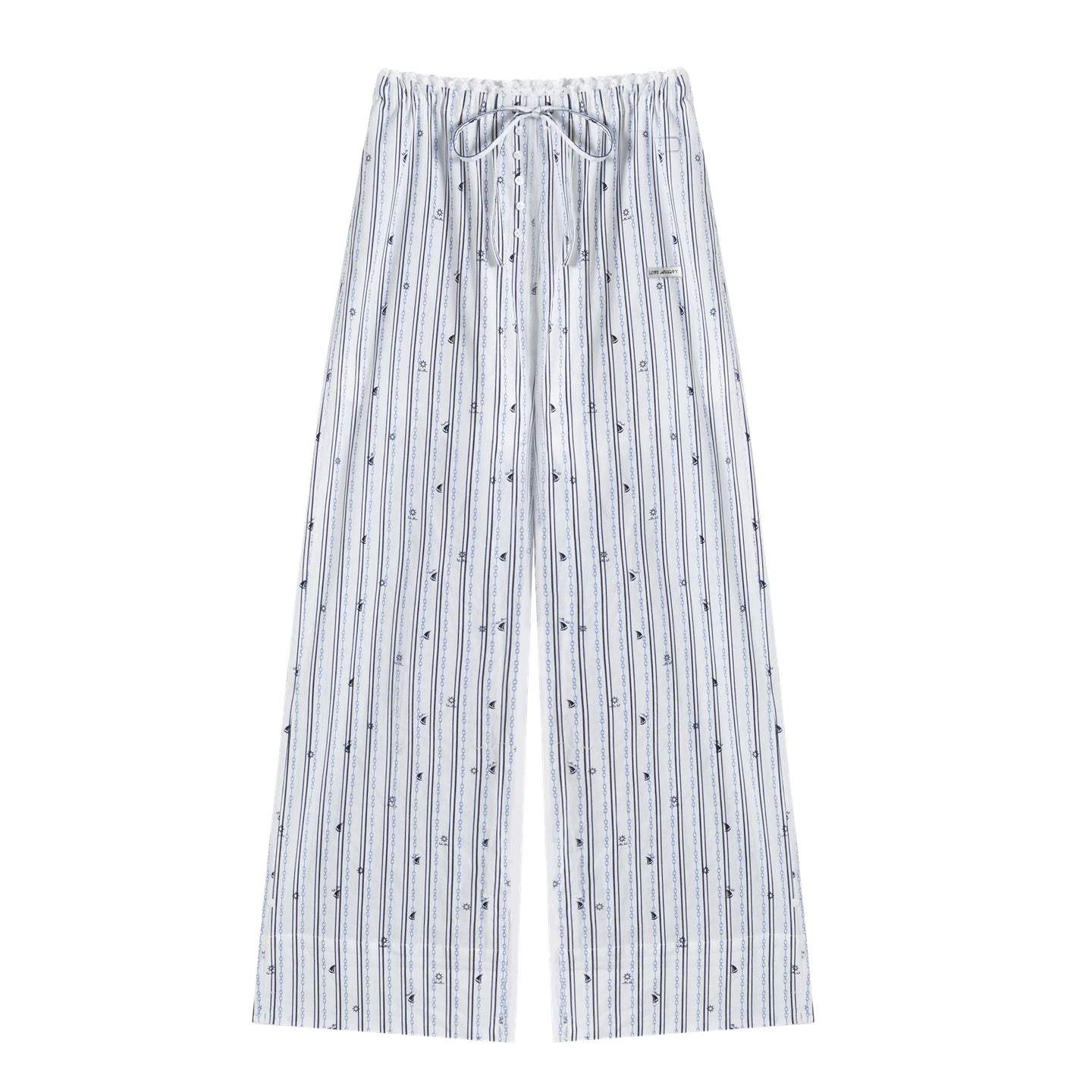 AsGony ASG25201 Striped printed patchwork embroidered lace pants