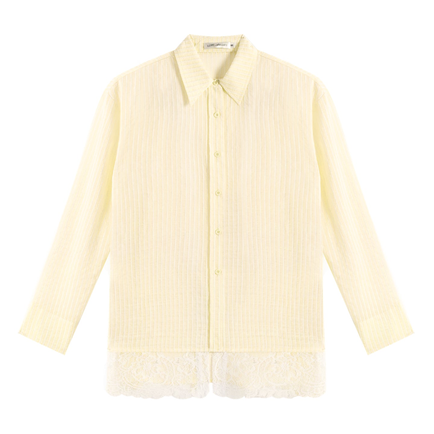 AsGony ASG25217 Striped lace patchwork long sleeved sunscreen shirt