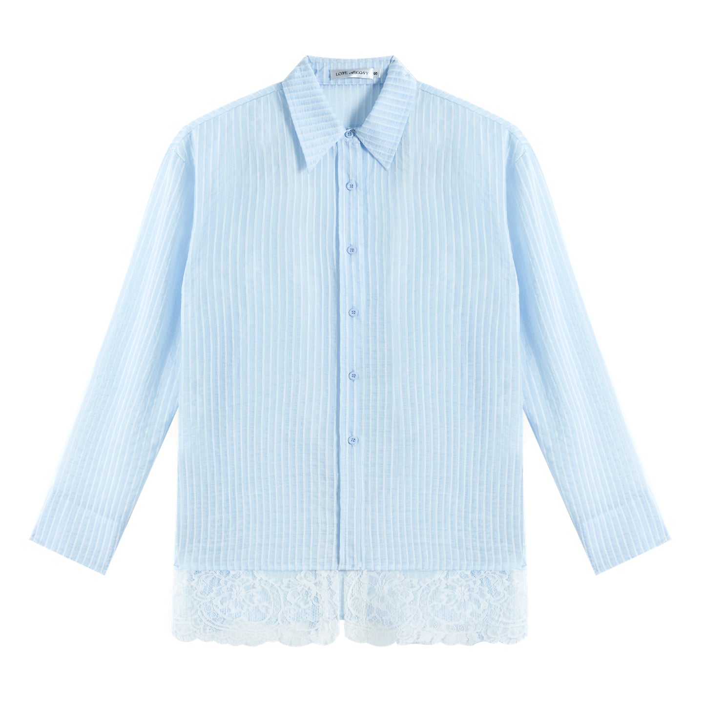 AsGony ASG25217 Striped lace patchwork long sleeved sunscreen shirt