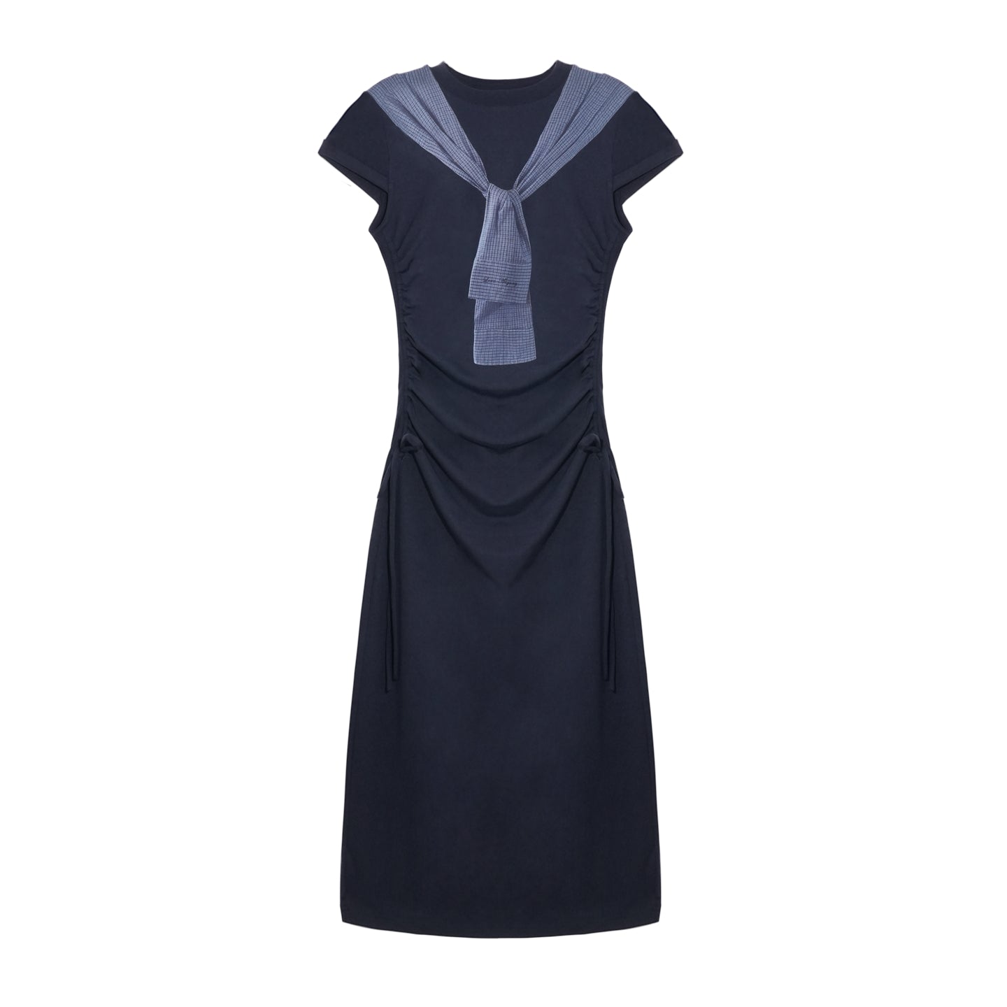 AsGony ASG25261 Printed strap waist cinching knitted dress (2color)