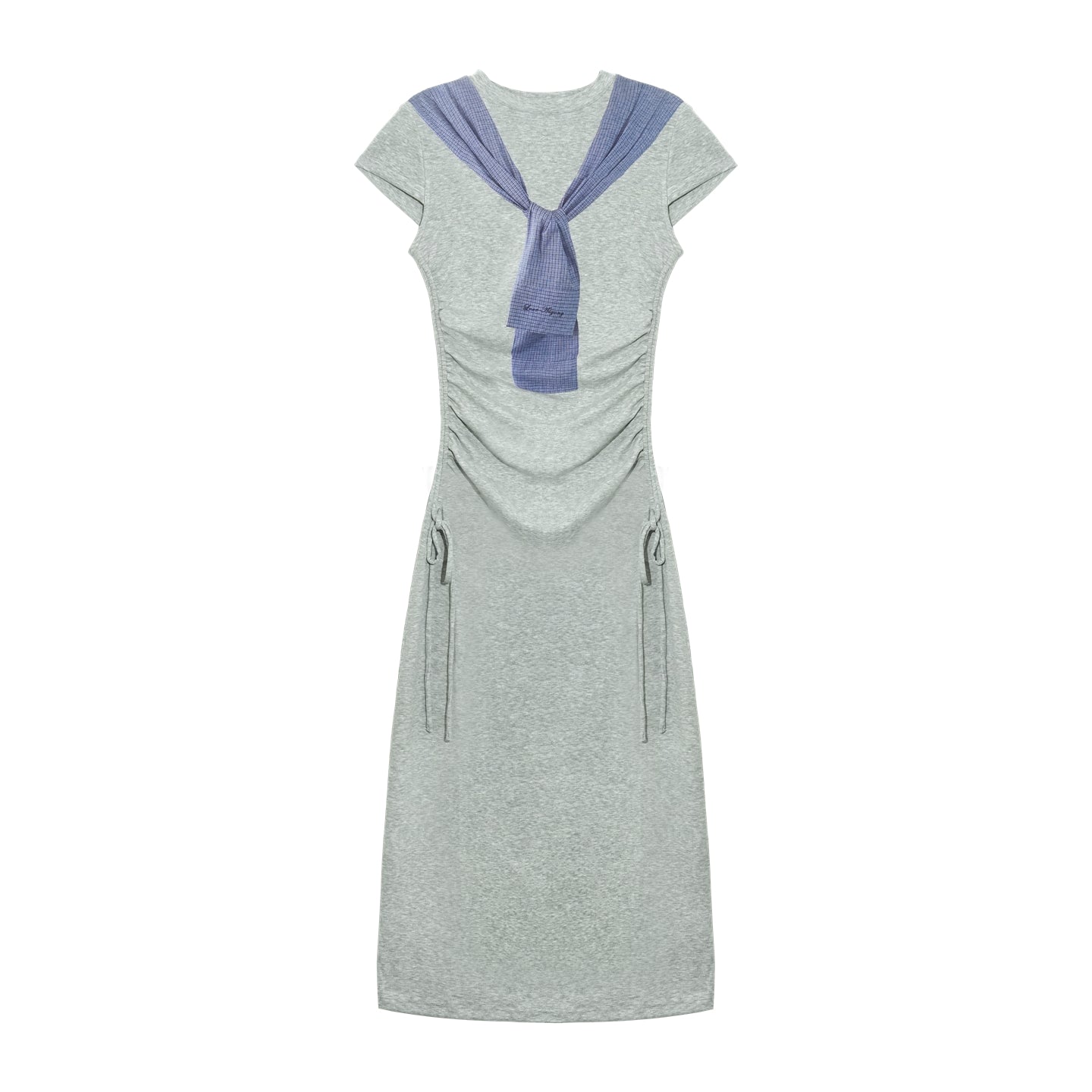 AsGony ASG25261 Printed strap waist cinching knitted dress (2color)