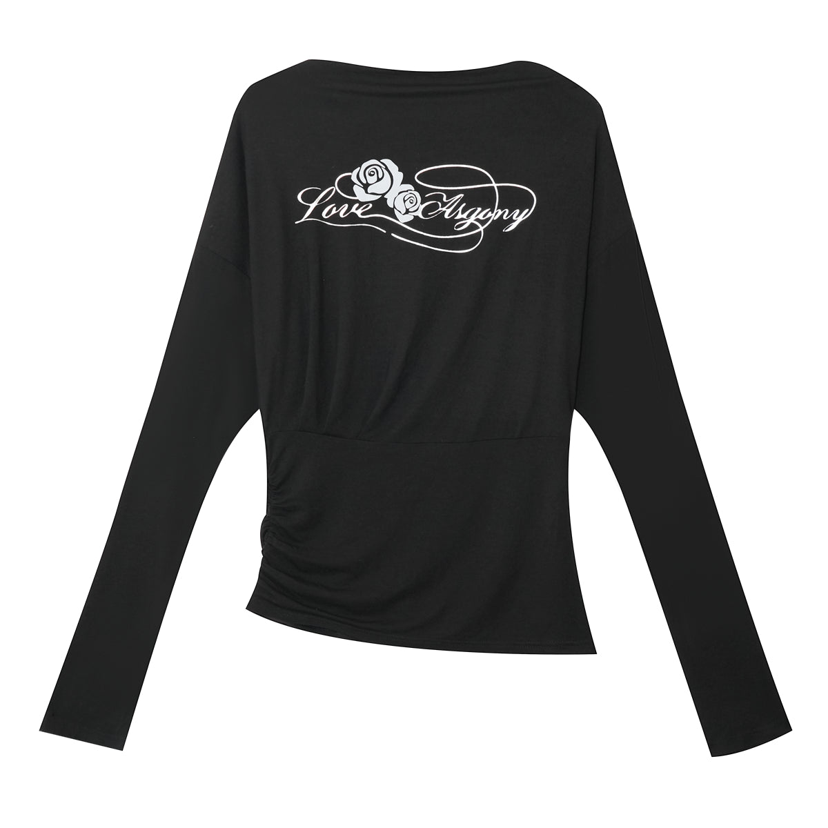 AsGony ASG25286&ASG25287 Printed slim fit pleated long sleeved T-shirt + pants