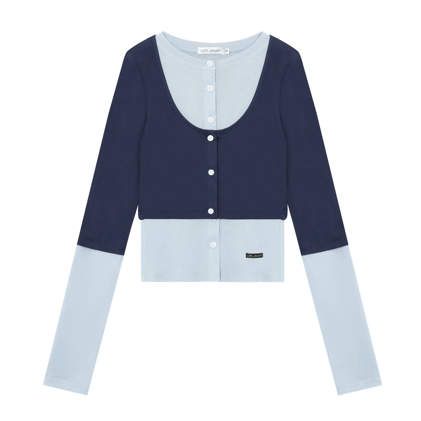 AsGony ASG25289 Fake two piece contrasting long sleeved tops