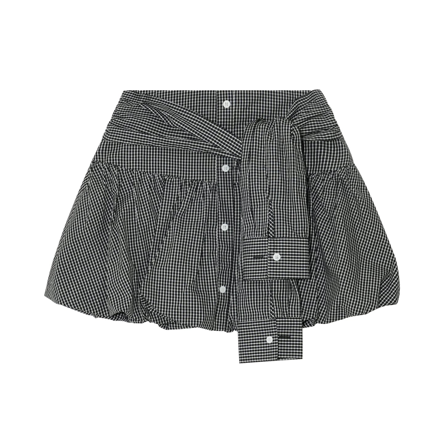 AsGony ASG25298 Plaid strap embroidered flower bud skirt