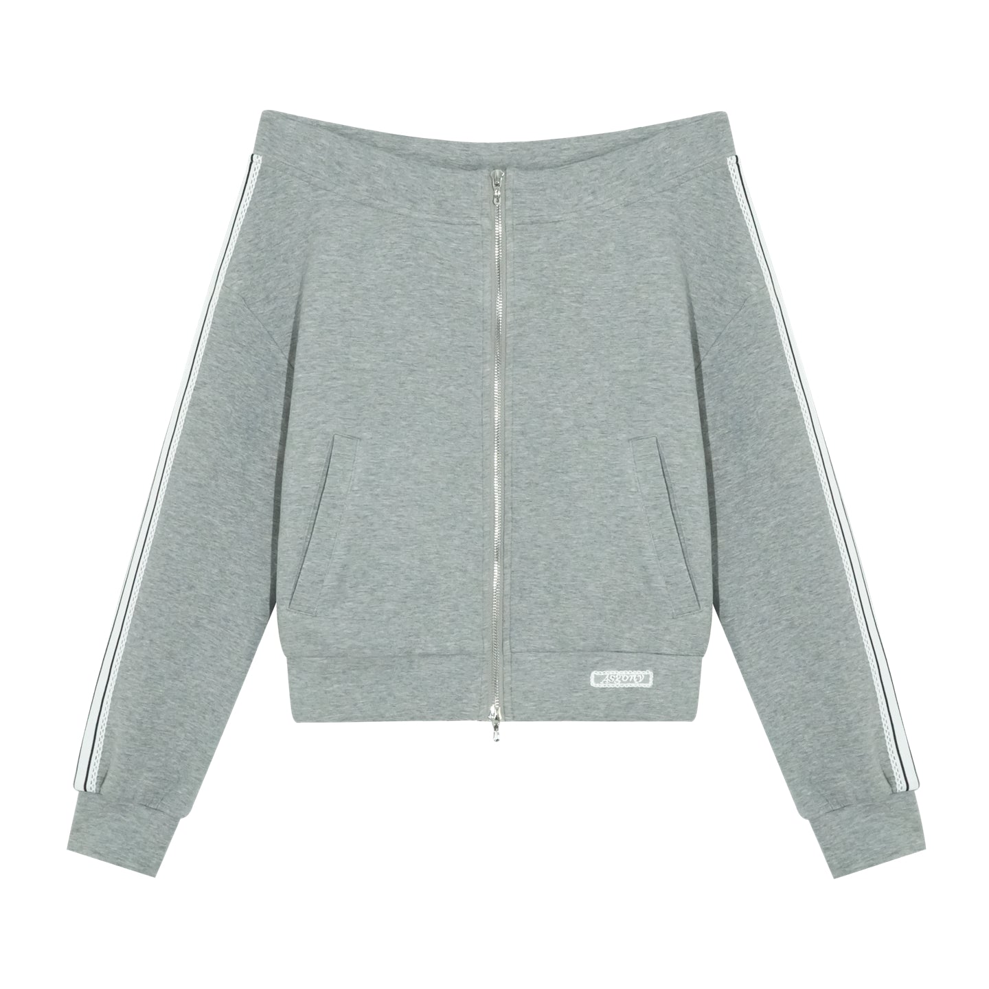 AsGony ASG25305&ASG25306 Color blocking off shoulder hoodie + sweatpants