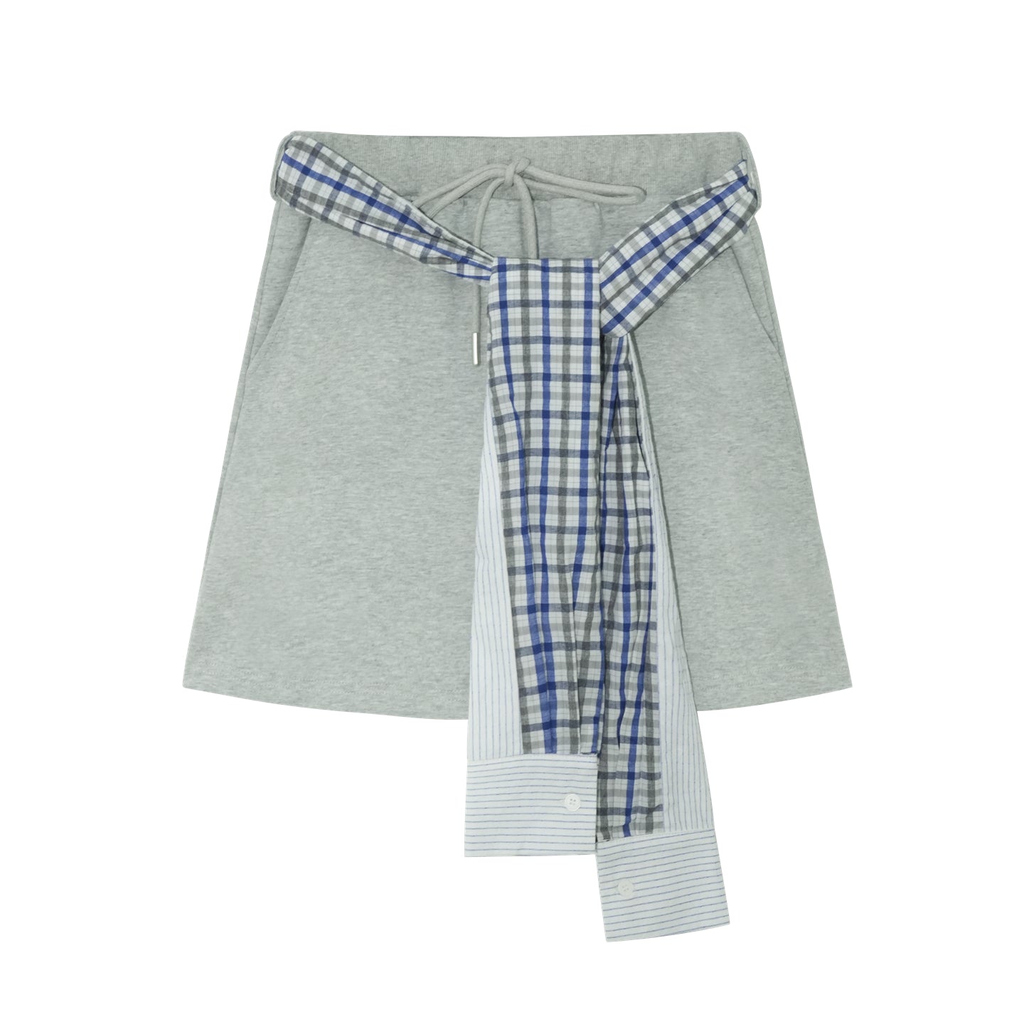 AsGony ASG25307&ASG25308 Checkered shirt patchwork hoodie + skirt set