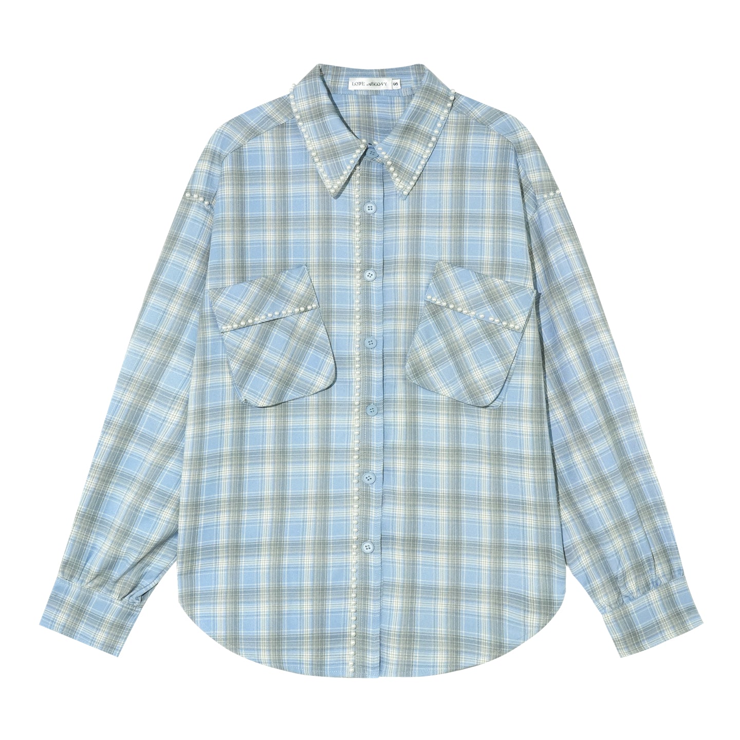 AsGony ASG25311 Pearl embellished pocket shirt