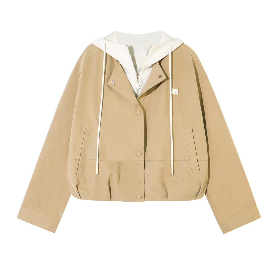 AsGony ASG25331 Fake two piece cocoon shaped jackets