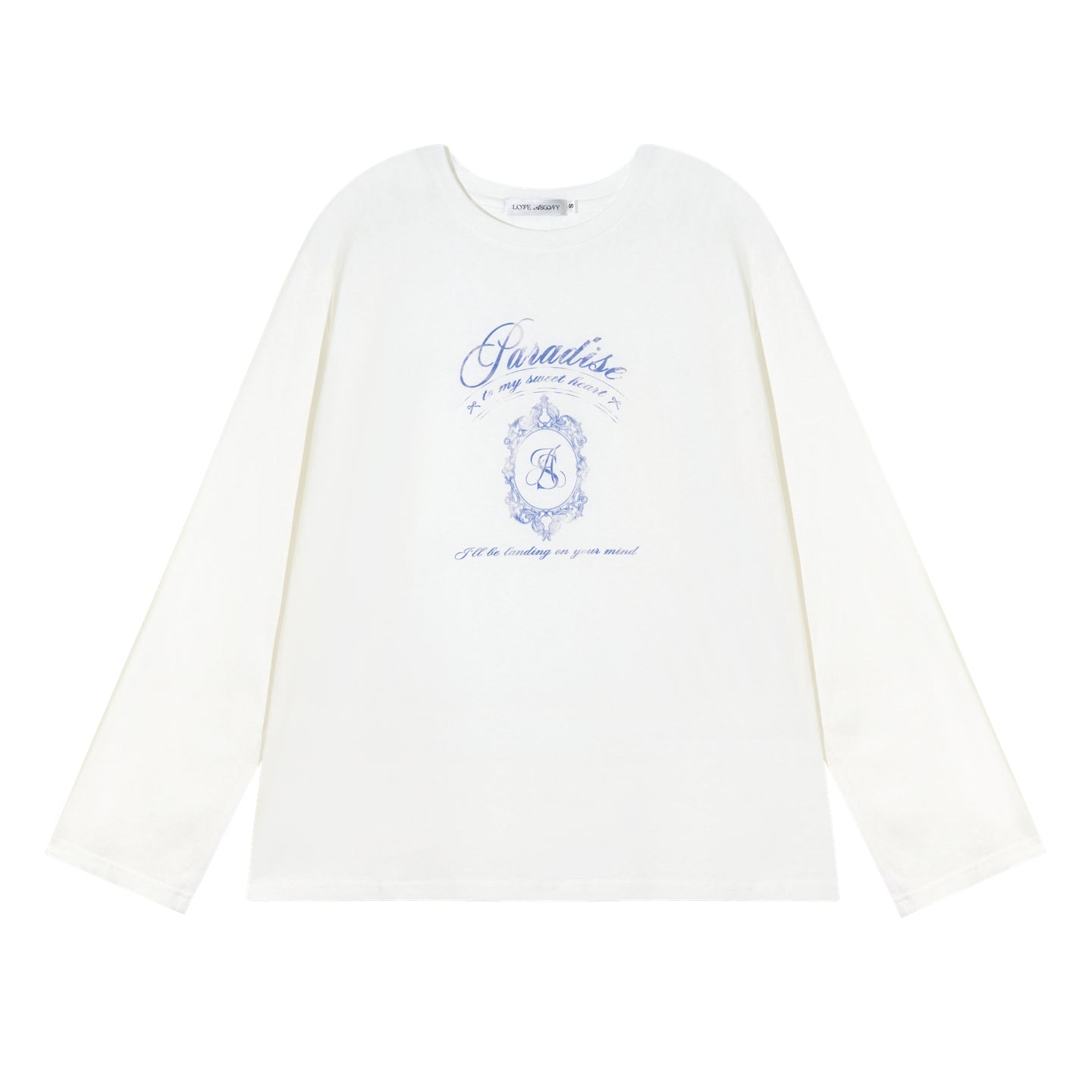 AsGony ASG25346&ASG25365 College printed loose long sleeved T-shirt + pants set