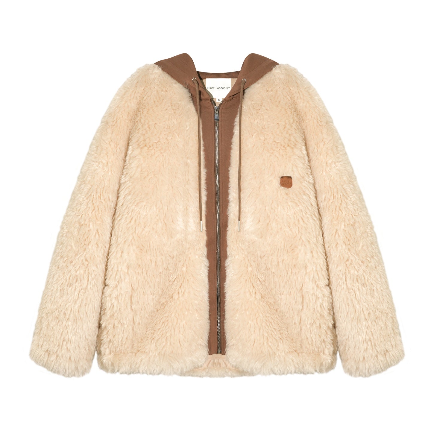 AsGony ASG25487 Hooded sweatshirt with patchwork fur and leather jacket