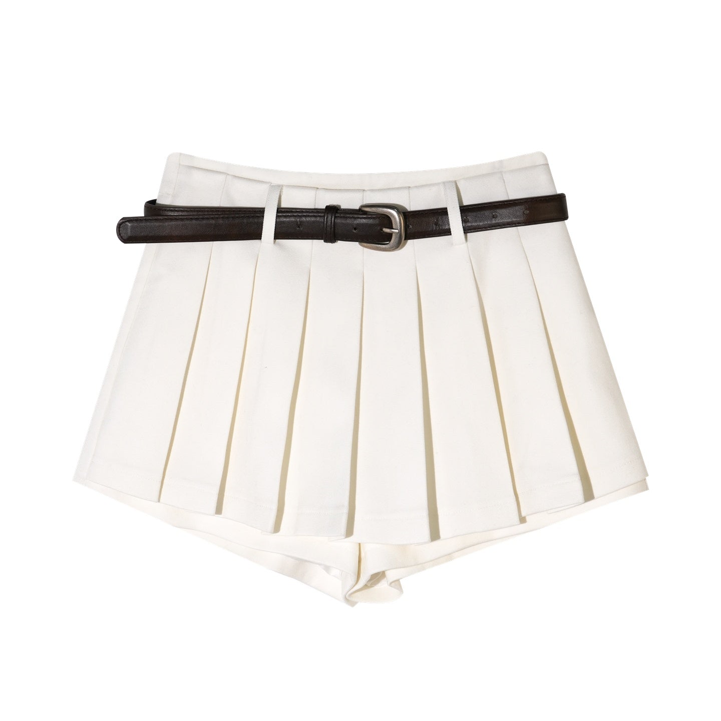 AsGony ASG25506 A-line pleated skirt with waistband decoration