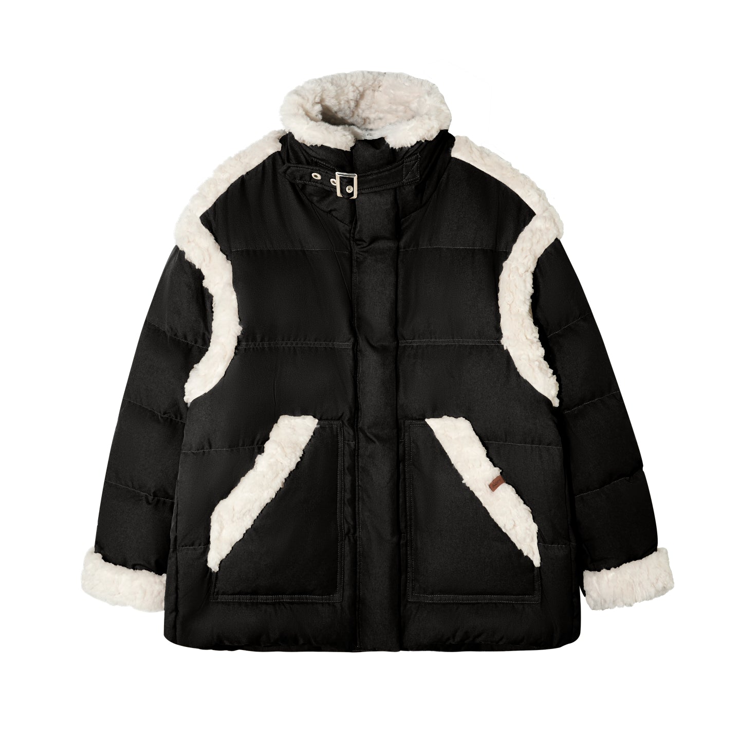 AsGony ASG25508 Lamb wool splicing loose windproof down jacket