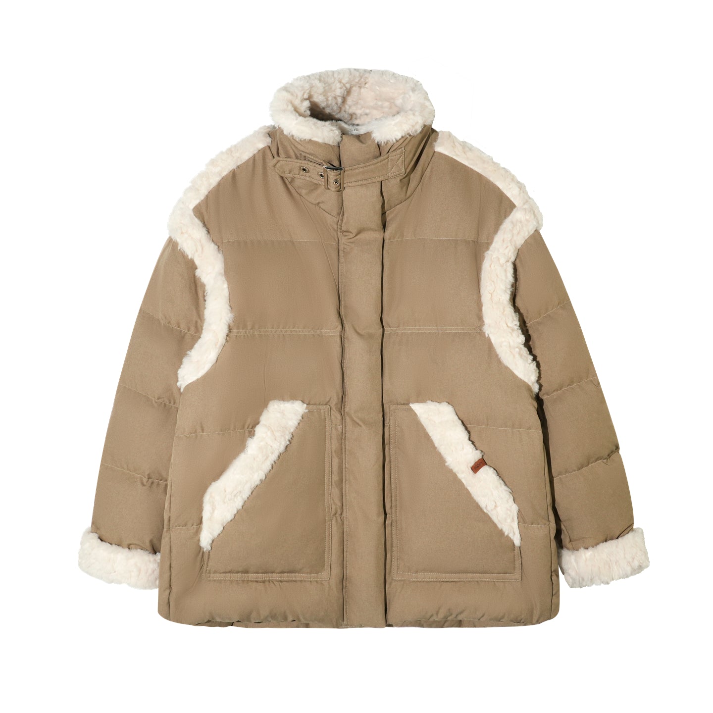 AsGony ASG25508 Lamb wool splicing loose windproof down jacket