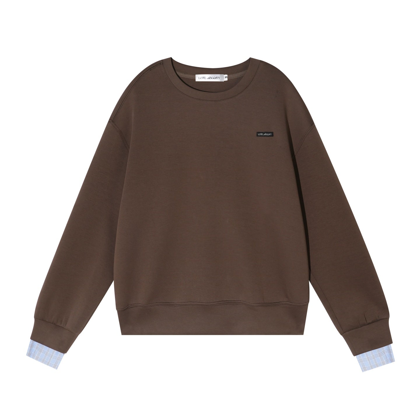 AsGony ASG25509&ASG25510 Cuff plaid patchwork round neck pullover hoodie + pants set