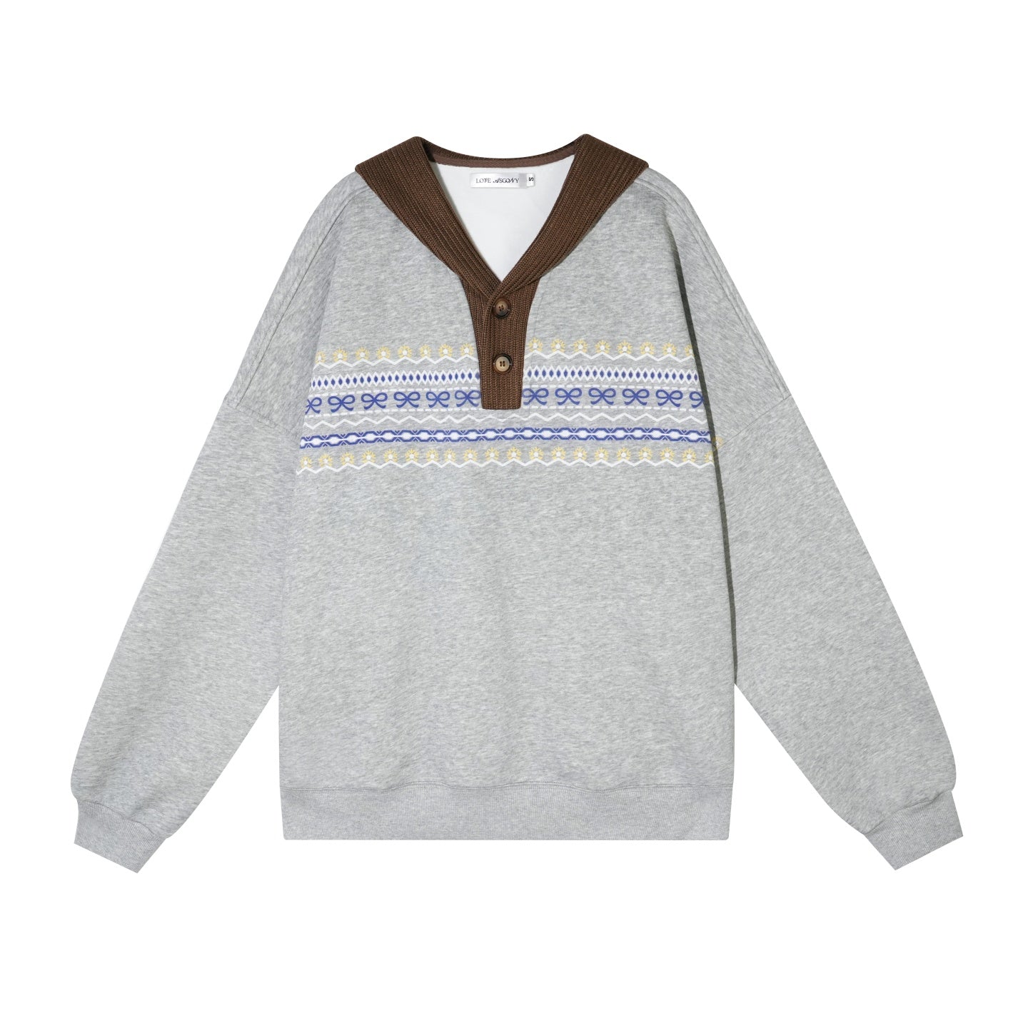 AsGony ASG25545 Fel Island printed casual hooded sweatshirt