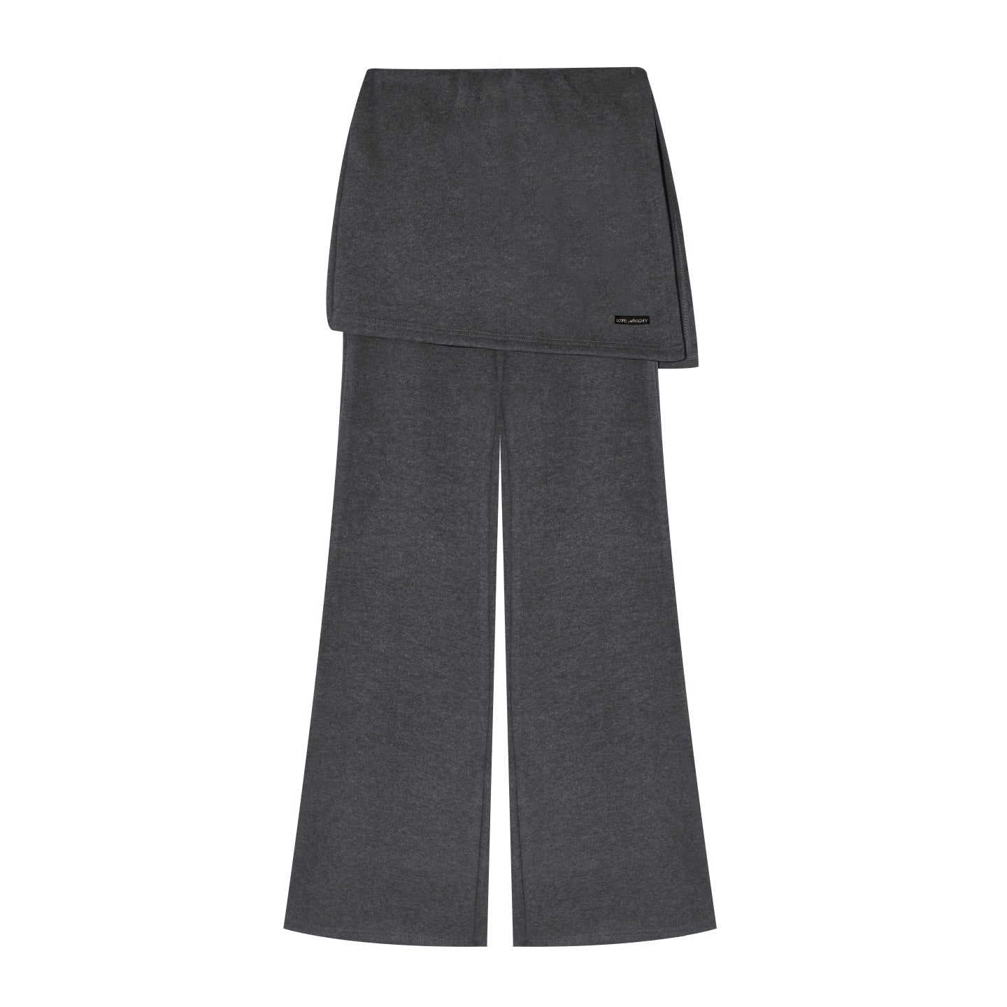 AsGony ASG25562 Irregular fake two pieces of micro flared knitted pants