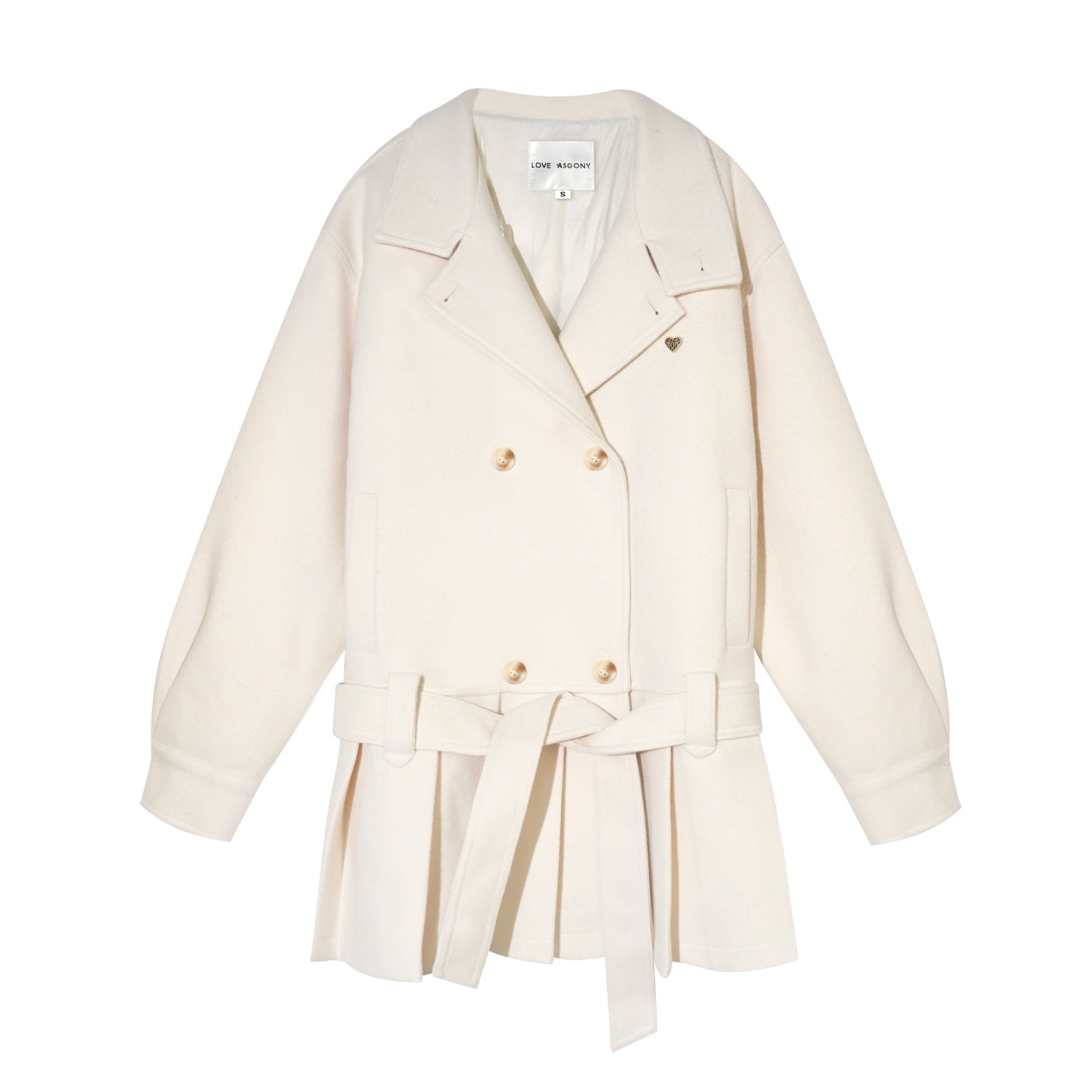 AsGony ASG25611 90 white duck down pleated edge woolen jacket