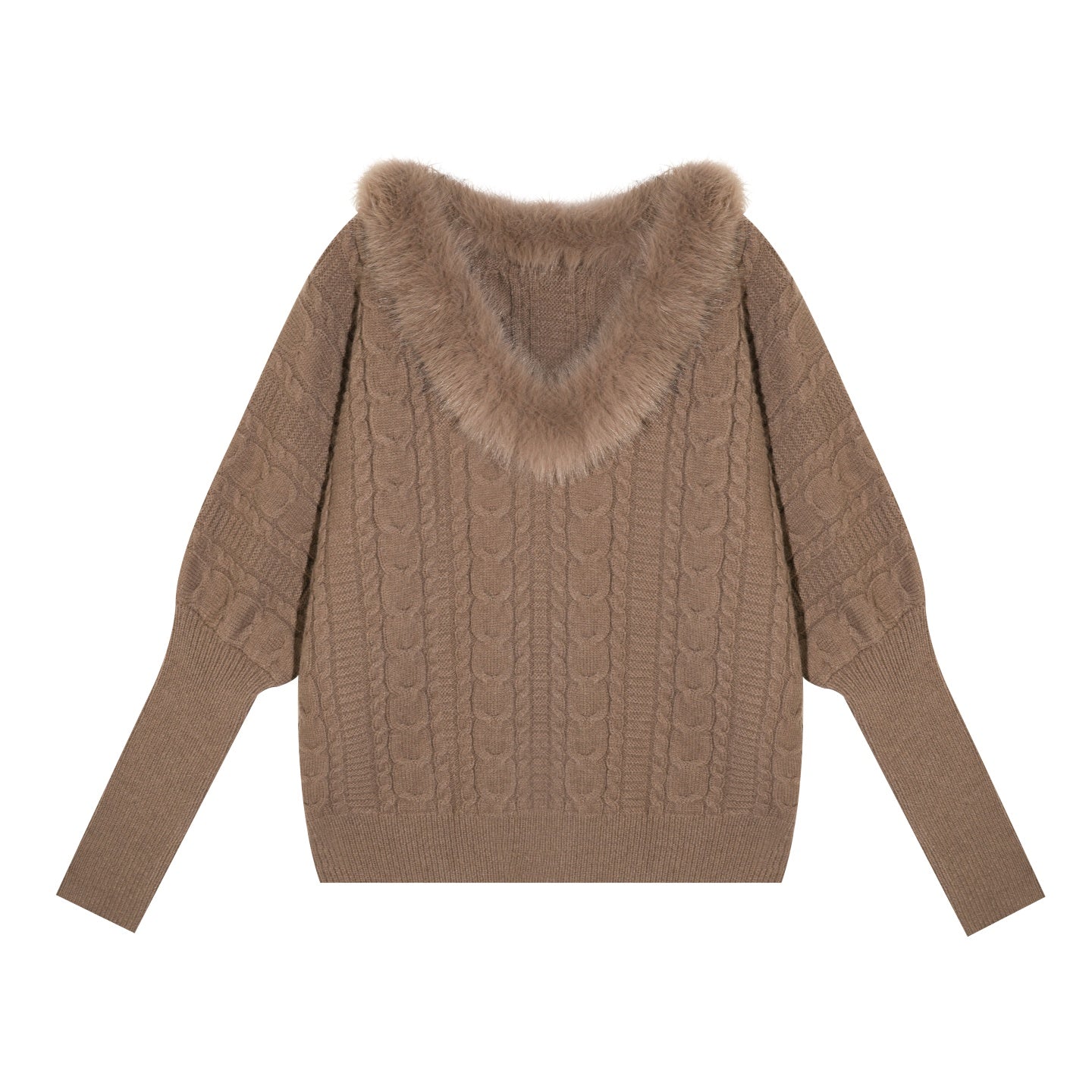 AsGony ASG25627 V-neck wool strip twisted flower sheep leg sleeve knitted sweater