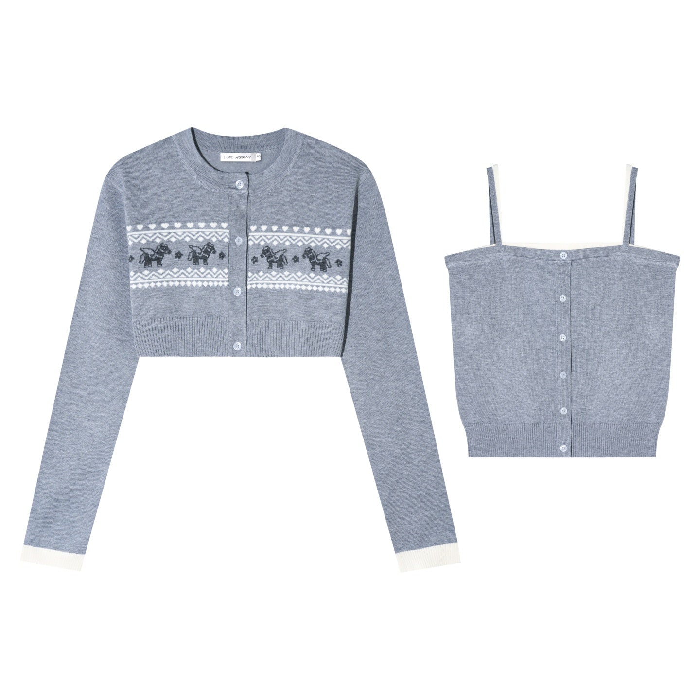 AsGony ASG25639 Little Pony Knitwear Two-Piece Set