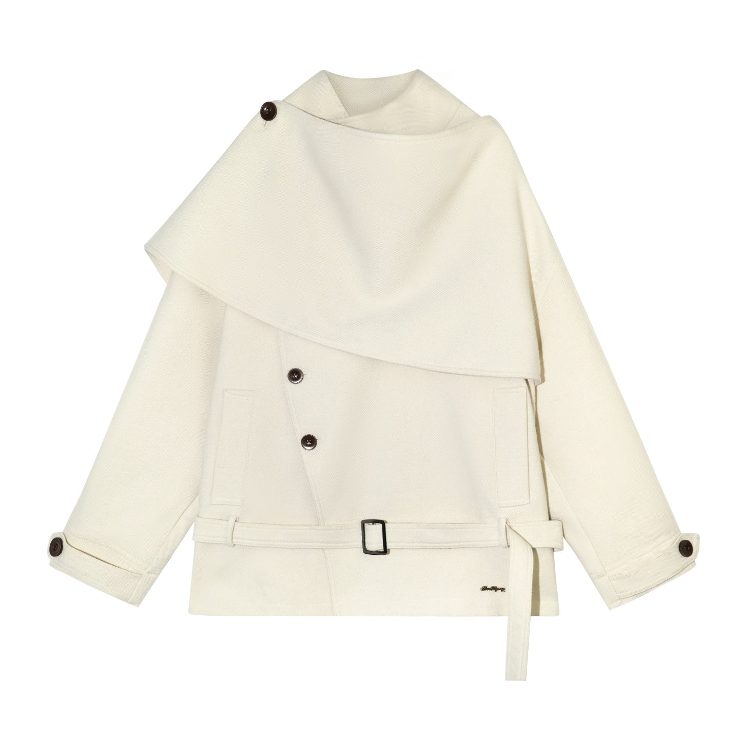 AsGony ASG25647 Woolen patchwork collar shawl woolen windbreaker