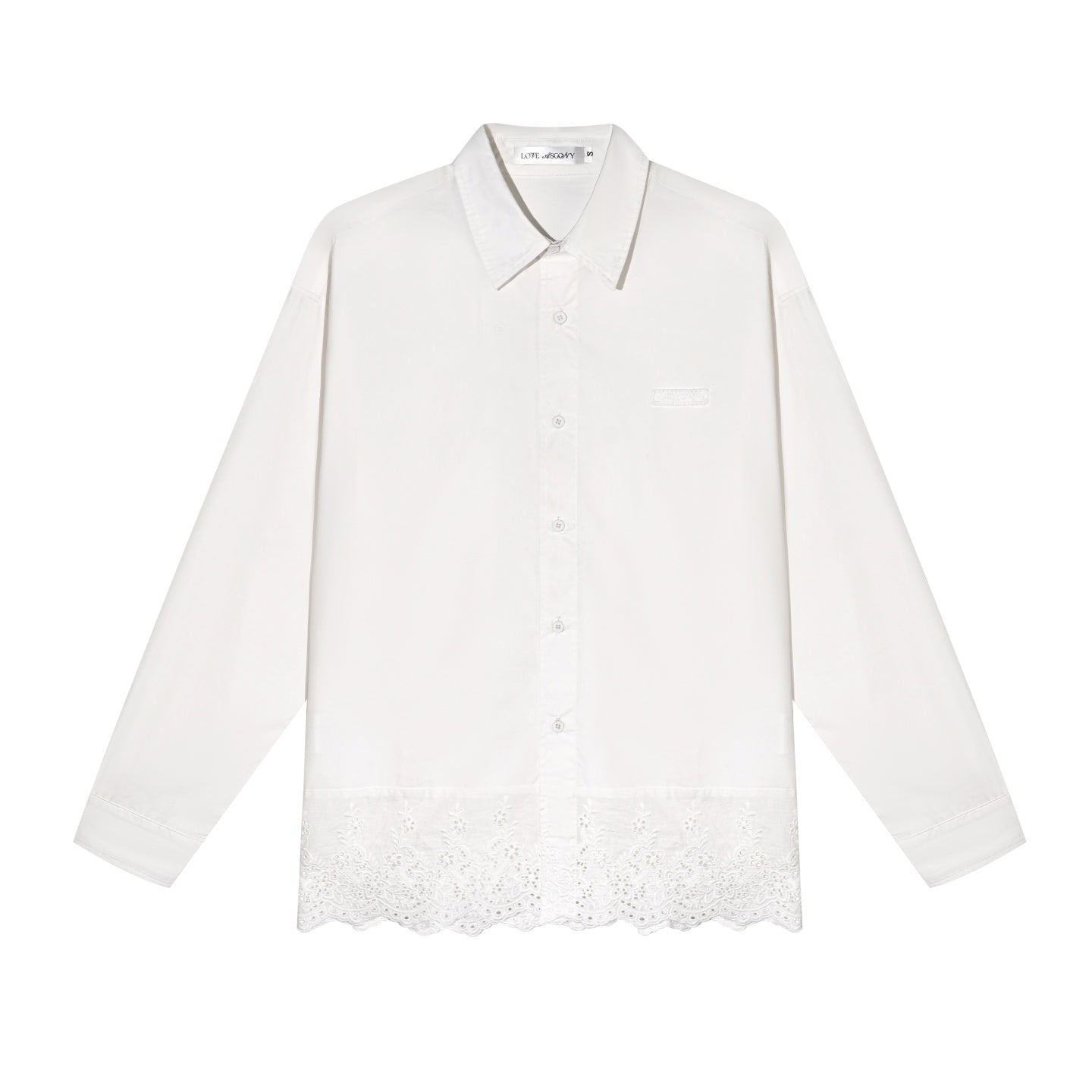 AsGony ASG25654 Hollow embroidery patchwork shirt