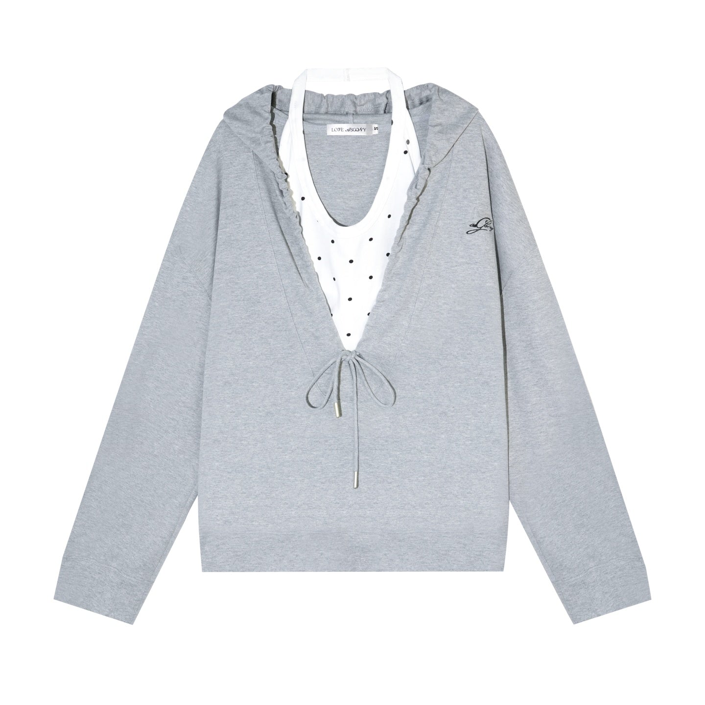 AsGony ASG25656&ASG25657 Polka dot vest hooded drawstring hoodie set