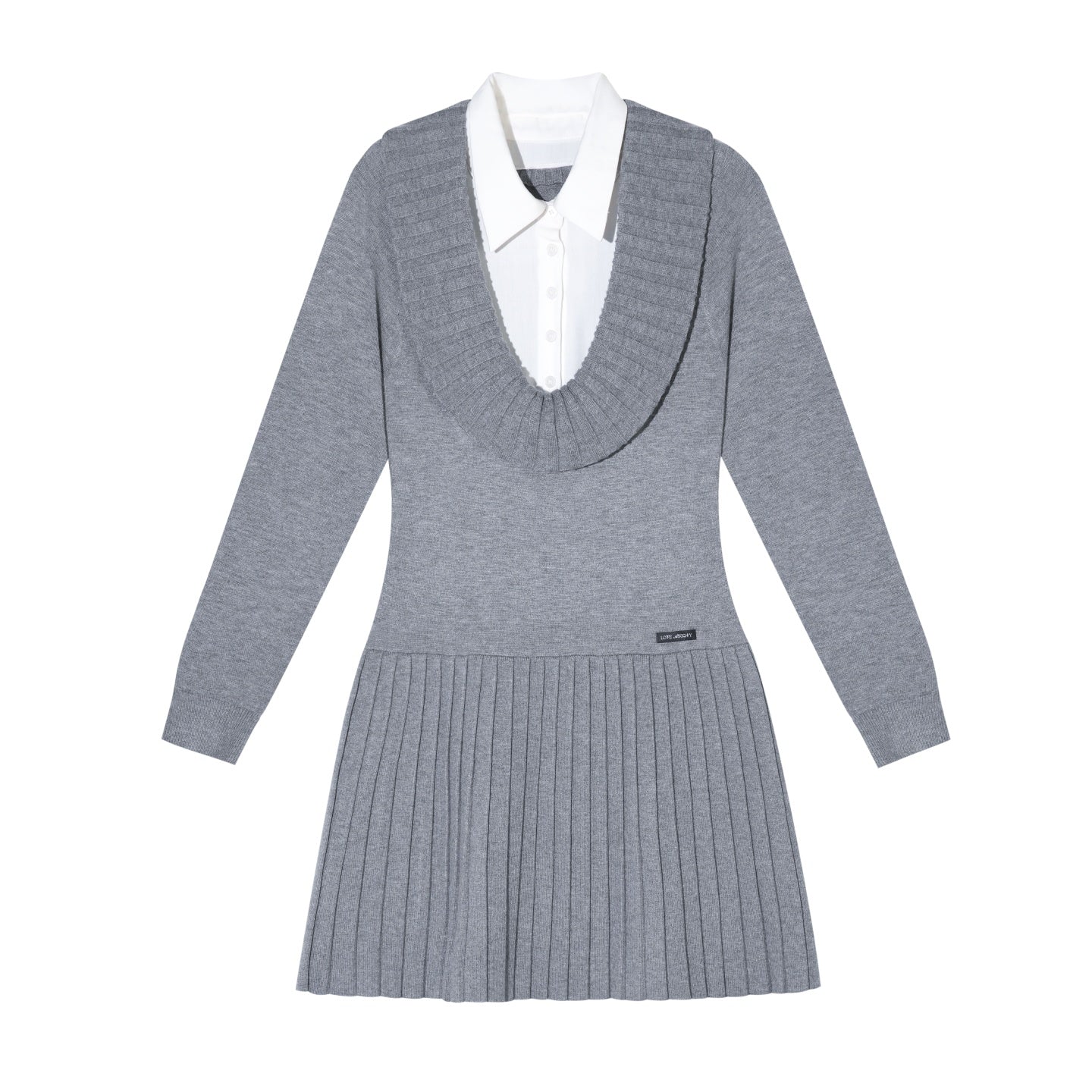 AsGony ASG25682 Fake two-piece collared pleated dress